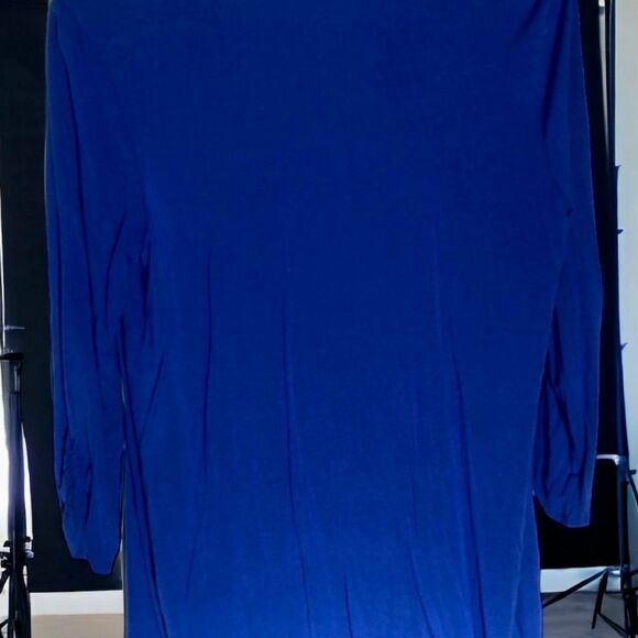 AB Studio (Kohl’s) Top Royal Blue Ivory Ruffled Beaded Neckline Cami Cardi S - Picture 13 of 16